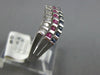 .54CT DIAMOND AAA BLUE & PINK SAPPHIRE 14KT WHITE GOLD MULTI ROW CURVED FUN RING