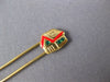 ESTATE GREEN AND RED ENAMEL 14KT YELLOW GOLD 3D FUN SAFETY BABY HOUSE PIN #27402
