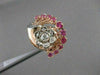 ANTIQUE 1.69CT OLD MINE DIAMOND RUBY 14K W ROSE GOLD FLOWER COCKTAIL RING #21009