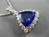 MASSIVE 7.05CT DIAMOND & AAA TANZANITE 14KT WHITE GOLD TRILLION FLOATING PENDANT