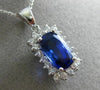 ESTATE LARGE 4.86CT DIAMOND & TANZANITE 14KT WHITE GOLD HALO RECTANGULAR PENDANT