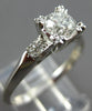 ANTIQUE LARGE .69CT DIAMOND PLATINUM 3 STONE FILIGREE 3D ENGAGEMENT RING #28020