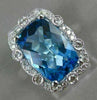 LARGE 4.56CT DIAMOND & AAA BLUE TOPAZ 14K WHITE GOLD HALO FILIGREE MILGRAIN RING