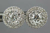 LARGE .85CT DIAMOND 18KT WHITE GOLD 3D CLUSTER FLOWER STUD EARRINGS WITH JACKETS