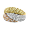 1.80CT WHITE CANARY & PINK DIAMOND 18K TRI COLOR GOLD MULTI ROW ANNIVERSARY RING
