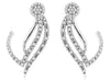 ESTATE .25CT DIAMOND 14KT WHITE GOLD 3D CLUSTER FLOWER LEAF FUN HANGING EARRINGS