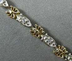 ANTIQUE .10CT DIAMOND 14K WHITE & YELLOW GOLD 3D FOUR STONE ROPE BRACELET #23328