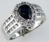 Estate 2.25Ct Diamond & AAA Sapphire 14Kt White Gold Pear Shape & Round Engagement Ring