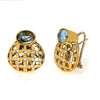LARGE .68CT DIAMOND & AAA AQUAMARINE 18KT YELLOW GOLD 3D OVAL & ROUND EARRINGS