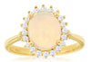 ESTATE 2.06CT DIAMOND & AAA OPAL 14KT YELLOW GOLD OVAL & ROUND FLOWER LOVE RING