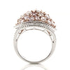 LARGE 3.71CT WHITE & PINK DIAMOND 18K WHITE & ROSE GOLD MULTI SHAPE CLUSTER RING