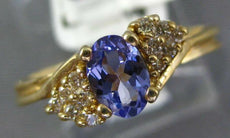 .38CT DIAMOND & AAA TANZANITE 14KT YELLOW GOLD OVAL & ROUND FRIENDSHIP LOVE RING