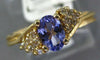 .38CT DIAMOND & AAA TANZANITE 14KT YELLOW GOLD OVAL & ROUND FRIENDSHIP LOVE RING