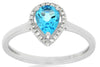 .98CT DIAMOND & AAA BLUE TOPAZ 14KT WHITE GOLD PEAR SHAPE & ROUND HALO FUN RING