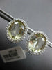 7.20CT DIAMOND & AAA GREEN AMETHYST 14KT WHITE GOLD OVAL HALO CLIP ON EARRINGS