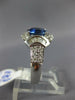 ESTATE LARGE 2.29CT DIAMOND & AAA SAPPHIRE 18KT WHITE GOLD OVAL ENGAGEMENT RING