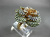 ESTATE EXTRA LARGE 1.62CT MULTI COLOR DIAMOND 18KT ROSE GOLD 3D FLOWER LOVE RING