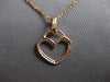 ESTATE .10CT DIAMOND 14KT ROSE GOLD 3D CLASSIC OPEN HEART LOVE FLOATING PENDANT