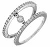 ESTATE .51CT DIAMOND 14KT WHITE GOLD 3D DOUBLE RING ETOILE LOVE KNOT FUN RING