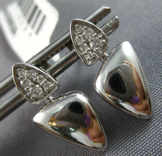 ESTATE .12CT DIAMOND 14KT WHITE GOLD 3D DOUBLE TRIANGULAR FUN HANGING EARRINGS