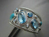 ANTIQUE WIDE 56.4CT DIAMOND & MULTI GEM 14KT WHITE GOLD BANGLE ONE OF A KIND!!!!