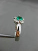 ESTATE .52CT DIAMOND & AAA EMERALD 14KT WHITE GOLD FLOWER ENGAGEMENT RING #15109