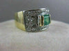 ANTIQUE WIDE 1.25CTW OLD MINE CUT DIAMOND EMERALD 14K GOLD BAND RING 12MM #20008