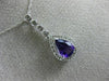 ESTATE 1.08CT DIAMOND & AAA AMETHYST 14KT WHITE GOLD 3D PEAR SHAPE HALO PENDANT