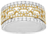 ESTATE WIDE 1.04CT DIAMOND 14KT 2 TONE GOLD MULTI ROW OVAL LINK ANNIVERSARY RING