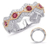 WIDE .92CT DIAMOND & AAA RUBY 14K WHITE & ROSE GOLD 3D INFINITY ANNIVERSARY RING