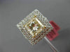 ESTATE LARGE GIA 3.86CT WHITE FANCY YELLOW DIAMOND 18K GOLD HALO ENGAGEMENT RING