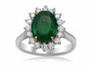GIA CERTIFIED 3.49CT DIAMOND & AAA EMERALD 18KT 2 TONE GOLD HALO ENGAGEMENT RING