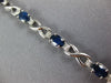 LONG 5.67CT DIAMOND & AAA SAPPHIRE 14K WHITE GOLD 3D OVAL X LOVE TENNIS BRACELET