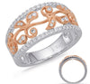 WIDE .36CT DIAMOND 14KT WHITE & ROSE GOLD MULTI LEAF FILIGREE ANNIVERSARY RING