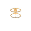 ESTATE WIDE .37CT DIAMOND 18KT YELLOW GOLD 3D CLASSIC DOUBLE BAR RING