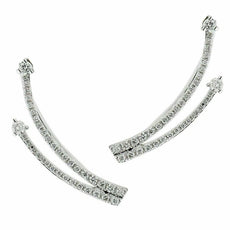 ESTATE .44CT DIAMOND 18KT WHITE GOLD CLASSIC ROW SHOOTING STAR HANGING EARRINGS
