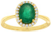 1.24CT DIAMOND & AAA EMERALD 14KT YELLOW GOLD 3D OVAL HALO FRIENDSHIP LOVE RING