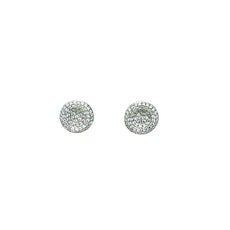 ESTATE .52CT DIAMOND 18K WHITE GOLD 3D MULTI ROW CIRCULAR PAVE FUN STUD EARRINGS
