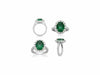 LARGE 4.6CT DIAMOND & AAA COLOMBIAN EMERALD 18K 2 TONE GOLD HALO ENGAGEMENT RING