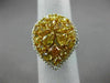 EXTRA LARGE 4.2CT WHITE & INTENSE YELLOW DIAMOND 18K 2 TONE GOLD PEAR SHAPE RING