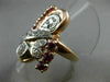 ANTIQUE 1.43CT OLD EURO CUT DIAMOND & AAA RUBY 14K WHITE & ROSE GOLD RING #19961