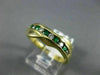ESTATE .27CT DIAMOND & EMERALD 14KT YELLOW GOLD CHANNEL CLASSIC WAVE RING #19292