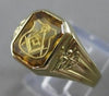 ESTATE ENGRAVED FREE MASON 14KT YELLOW GOLD FILIGREE MENS RING 11MM WIDE #21413