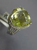 EXTRA LARGE 11.04CT DIAMOND & AAA GREEN AMETHYST 18K WHITE GOLD HEART SHAPE RING