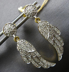 ESTATE .88CT DIAMOND 14K 2 TONE GOLD MULTI LEAF CIRCULAR HANGING EARRINGS #27881