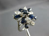 ESTATE LARGE 2.0CT DIAMOND & AAA SAPPHIRE 18KT WHITE GOLD 3D FLOWER CLUSTER RING
