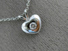 ESTATE .05CT DIAMOND 14KT WHITE GOLD 3D SOLITAIRE HEART LOVE FUN PENDANT #25932