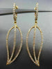 ESTATE .60CT ROUND DIAMOND 18KT YELLOW GOLD 3D LEAF HUGGIE OPEN HANGING EARRINGS