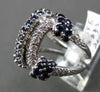ESTATE LARGE 2.30CT DIAMOND & AAA SAPPHIRE 14KT WHITE GOLD 3D PAVE FUN RING