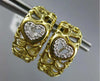 .15CT DIAMOND 14KT 2 TONE GOLD 3D HEART SHAPE SEMI HOOP CLIP ON HANGING EARRINGS